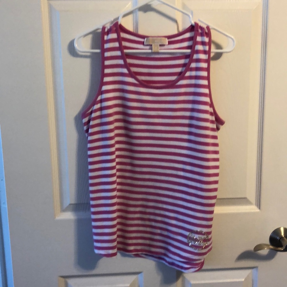 Michael Kors Pink White Striped Tank Top